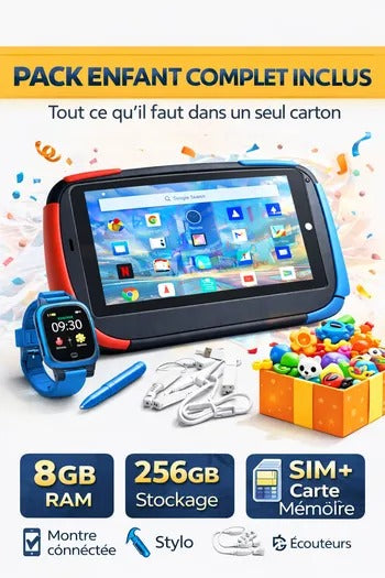 📱 TABLETTE ÉDUCATIVE ÉCRAN BLINDÉ – 8GB RAM | 256GB | VERSION FRANÇAISE 🇫🇷