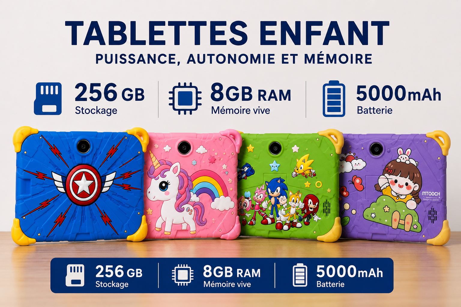 TABLETTE ÉDUCATIVE ÉCRAN BLINDÉ – 8GB RAM | 256GB | VERSION FRANÇAISE 🇫🇷